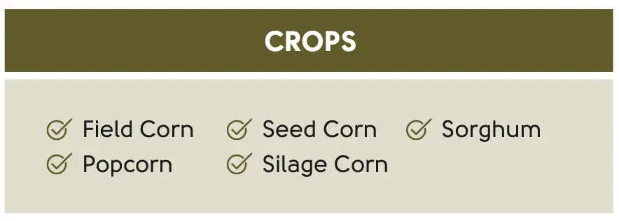 Infographic listing the target crops for Neovo.